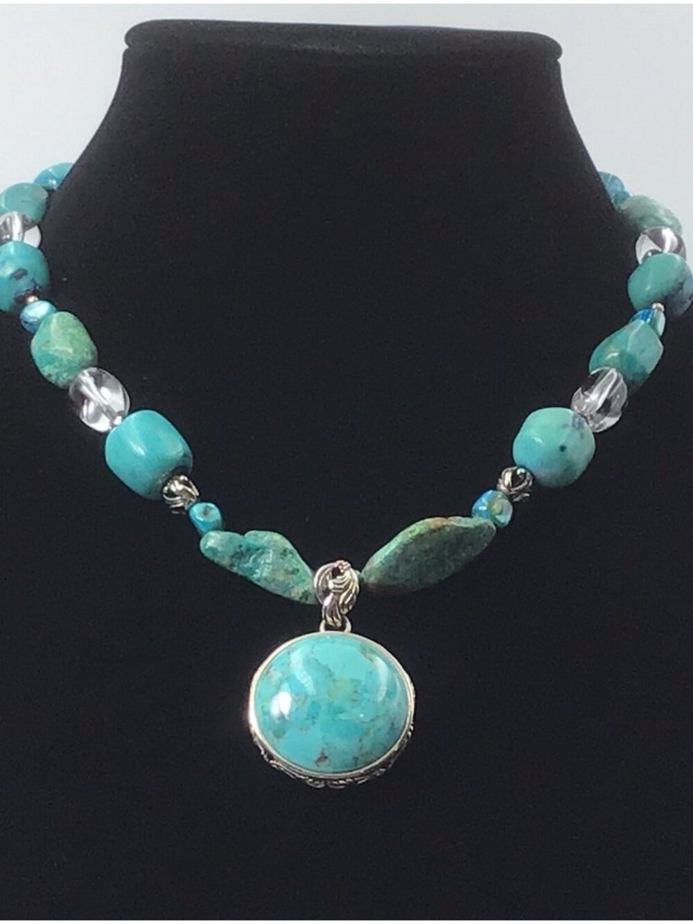 Barse Turquoise Nugget Necklace Sterling Silver 18”
